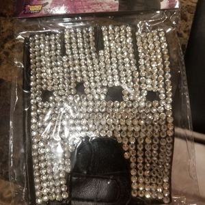 Biker rhinestone gloves